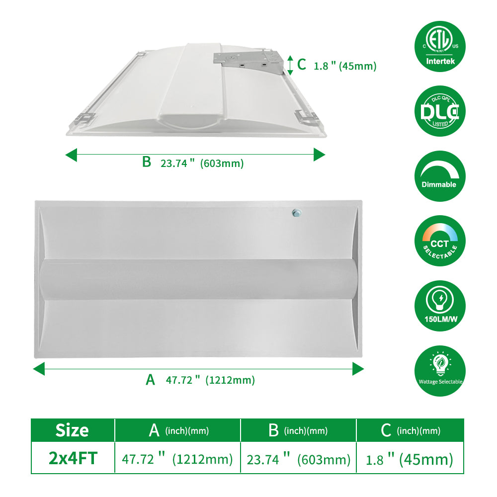 Neuvolt Lighting 2x4FT LED Troffer Light Office Light
