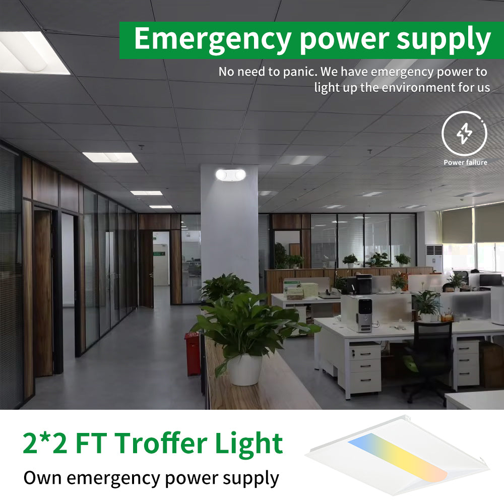 Neuvolt Lighting 2x2FT LED Troffer Light with Emergency Battery