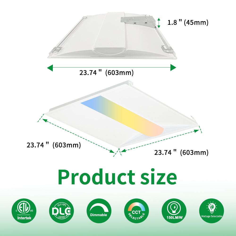 Neuvolt Lighting 2x2FT LED Troffer Light with Emergency Battery
