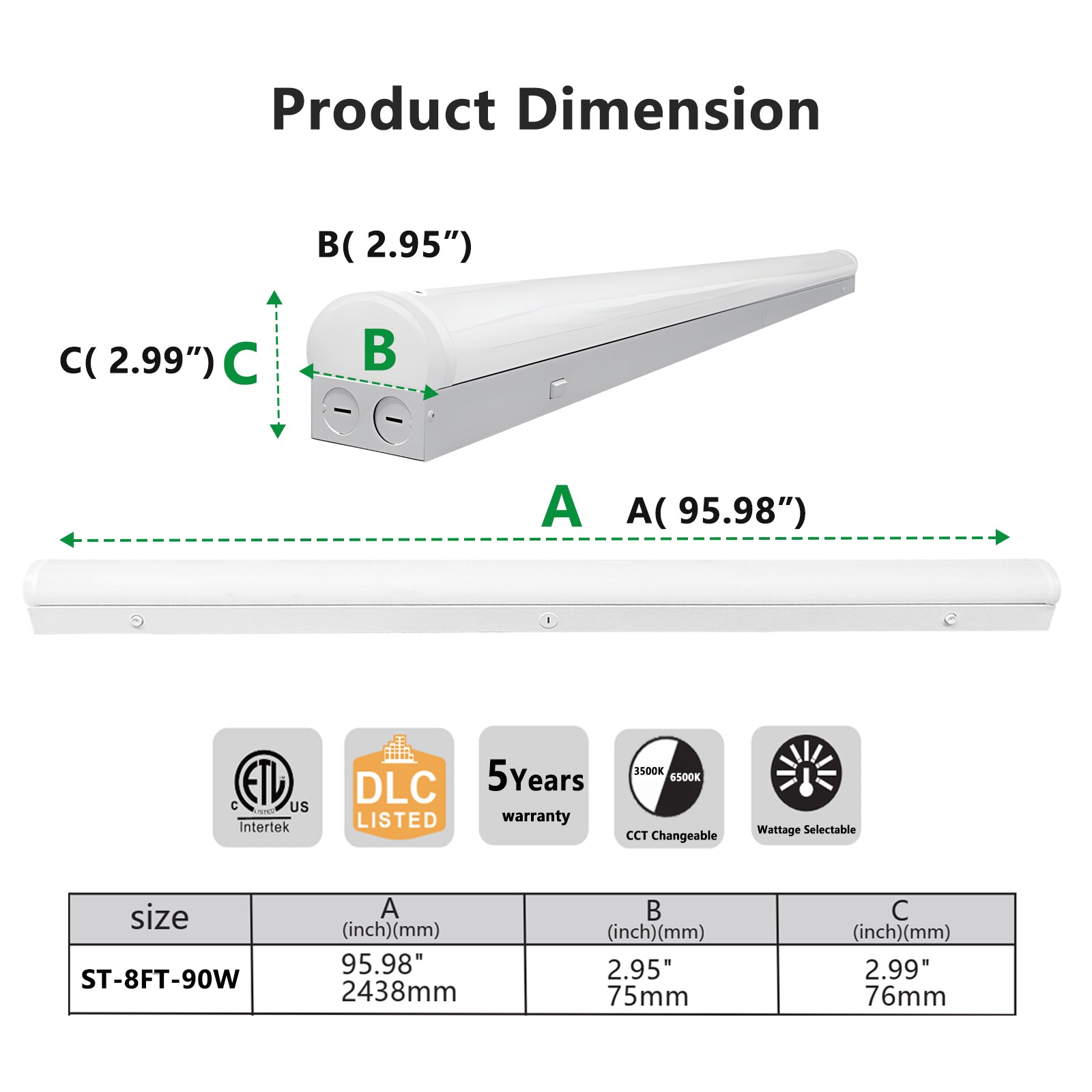 Neuvolt Lighting 8FT LED Linear Strip Light