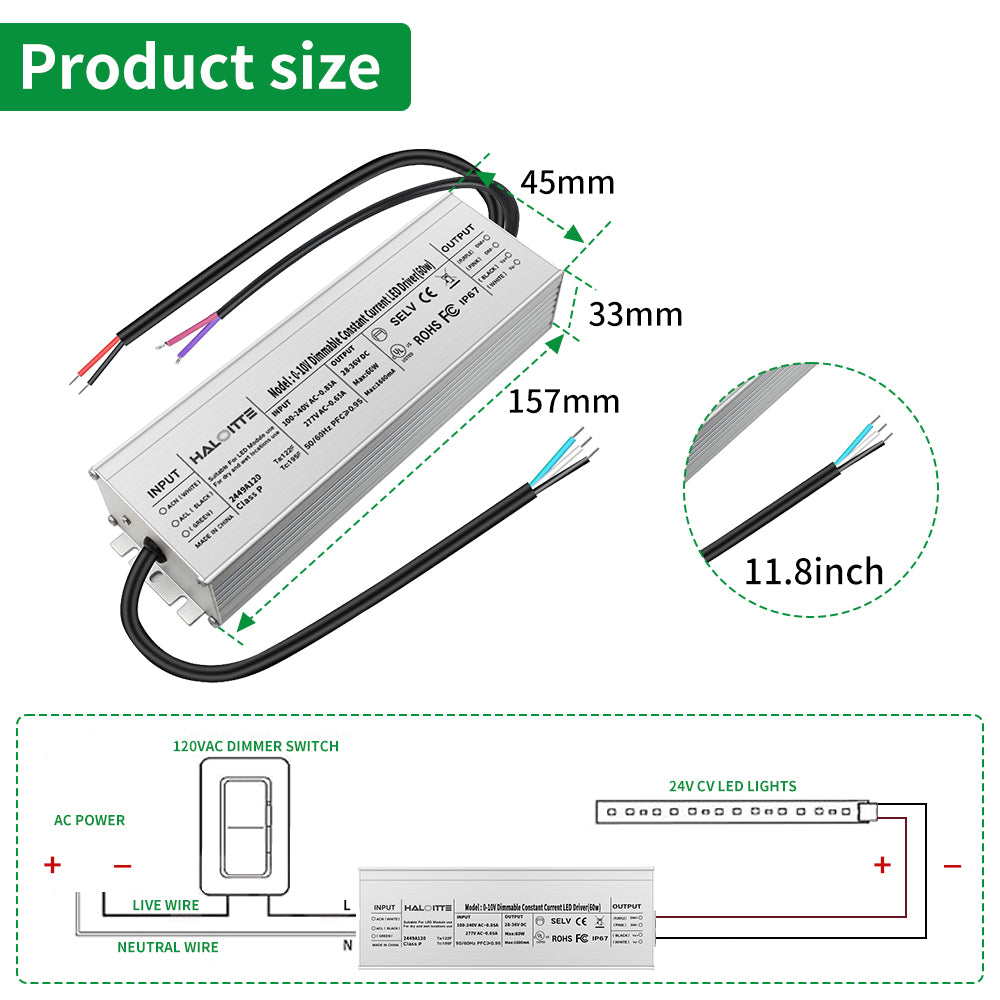 Neuvolt Lighting 60W Constant Current LED Driver 0-10V Dimming