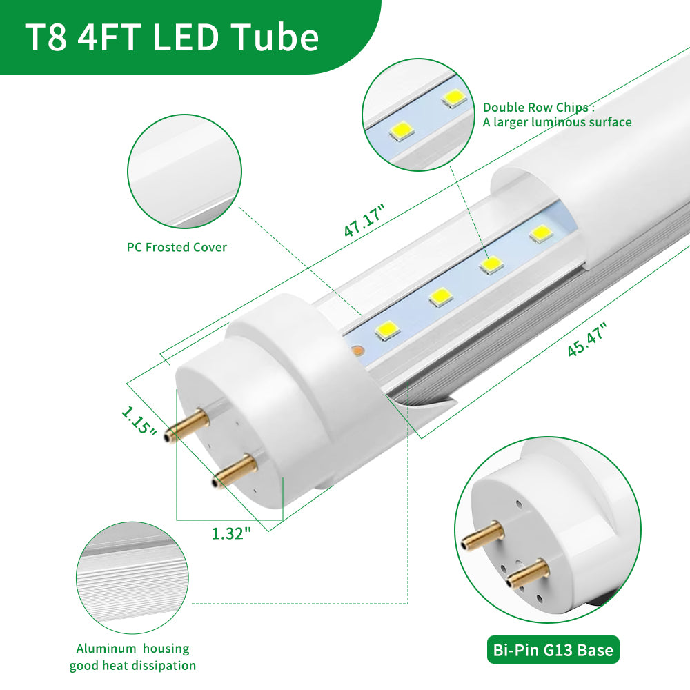 Neuvolt Lighting LED 4FT T8 Tube Light Adjustable watts and cct